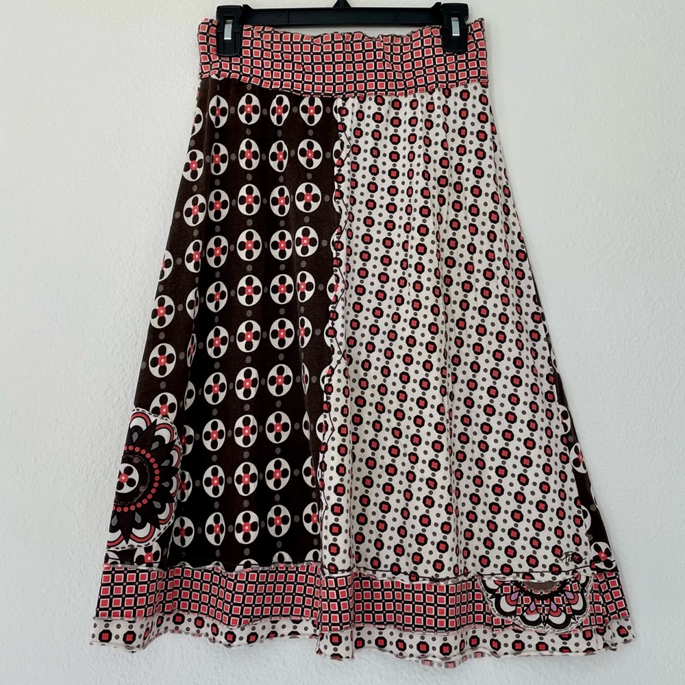 Prana Orange & Brown Floral Print Skirt